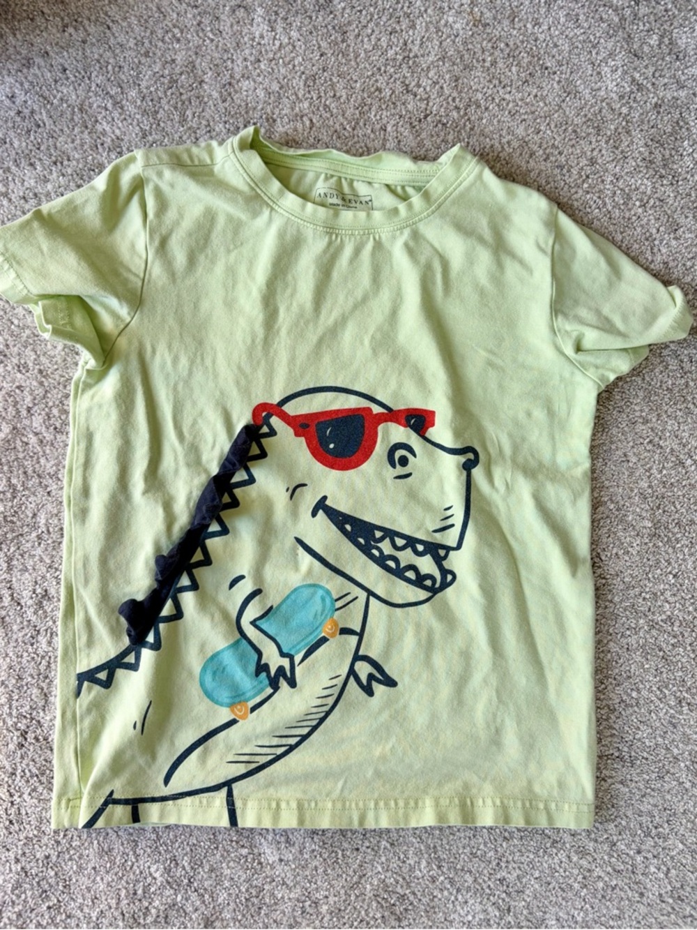 Andy & Evan Lime Dino Graphic Tee for Kids w/ 3D Dino spikes
